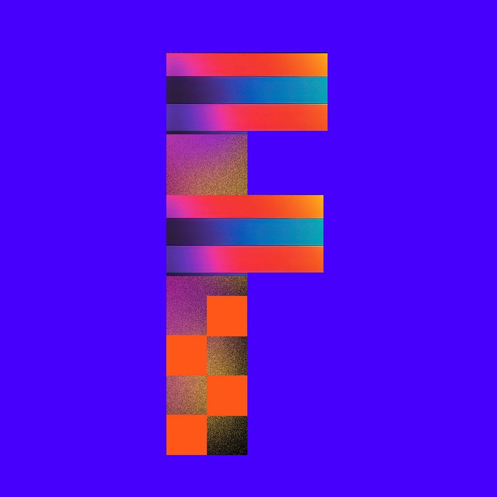 Letter F funky abstract bold font illustration