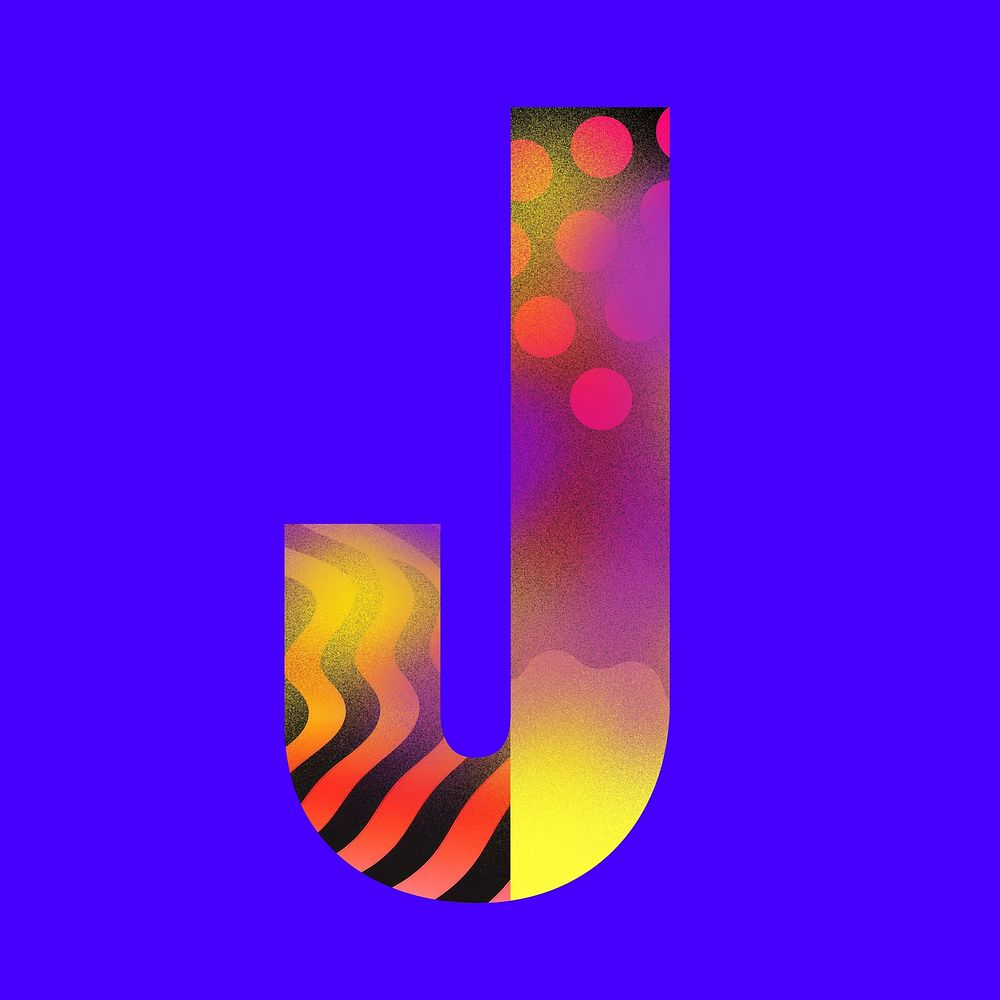 Letter J funky abstract bold font illustration