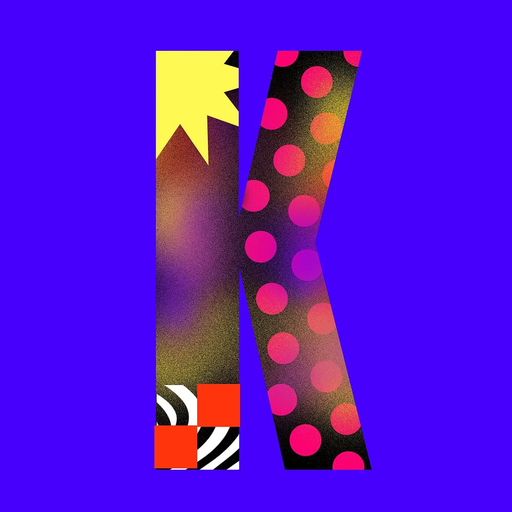 Letter K funky abstract bold font illustration