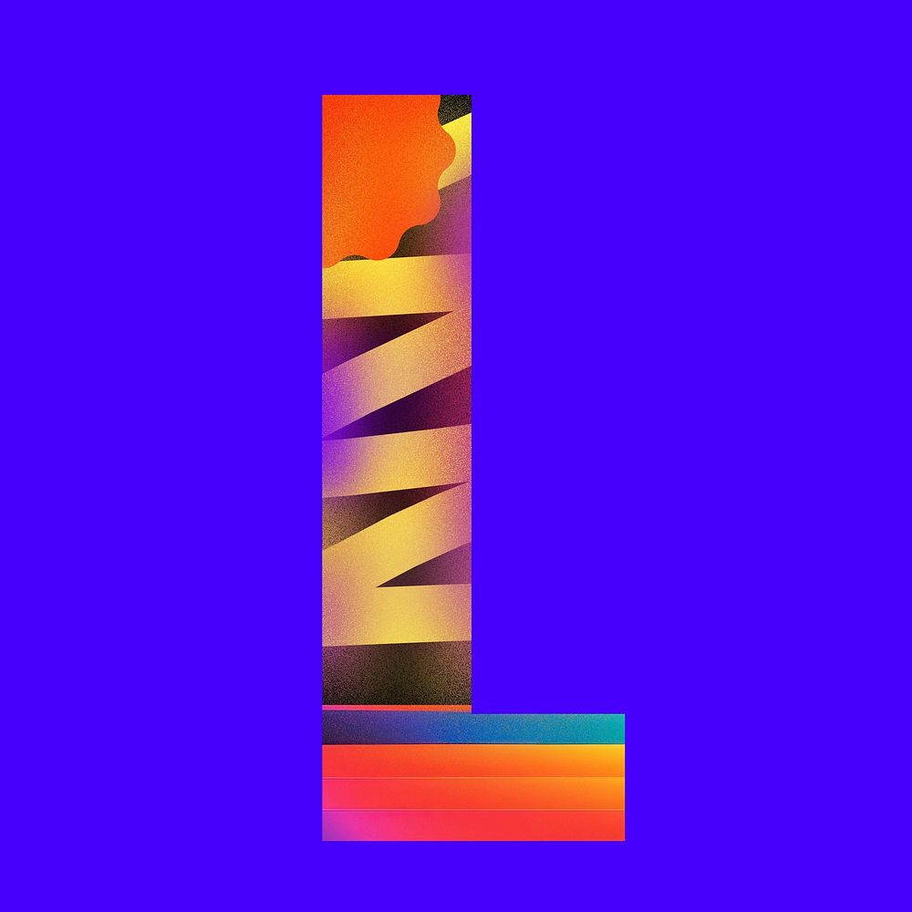 Letter L funky abstract bold font illustration