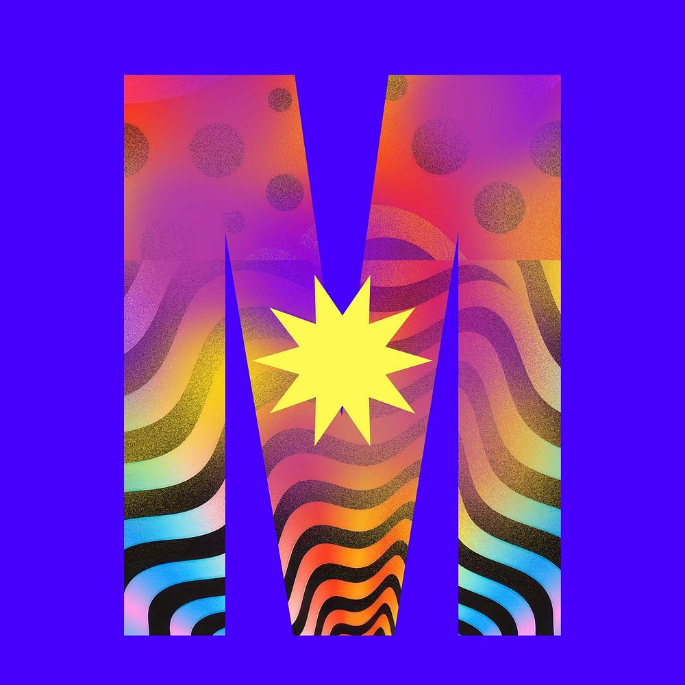 Letter M funky abstract bold font illustration