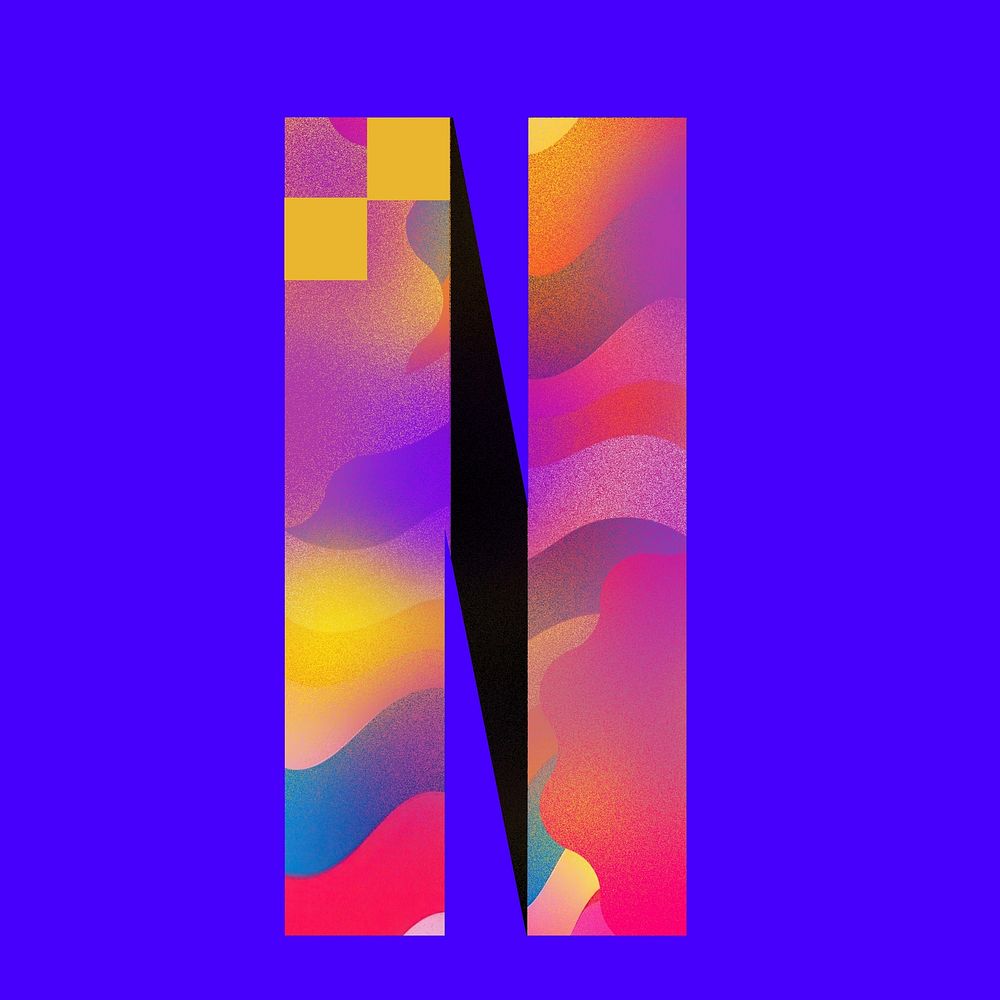 Letter N funky abstract bold font illustration