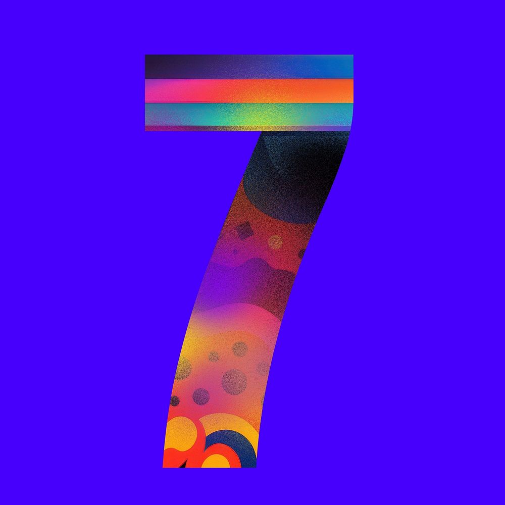 Number 7 funky abstract bold font illustration