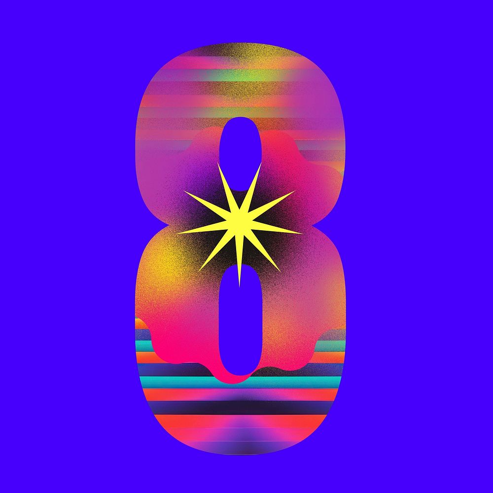 Number 8 funky abstract bold font illustration