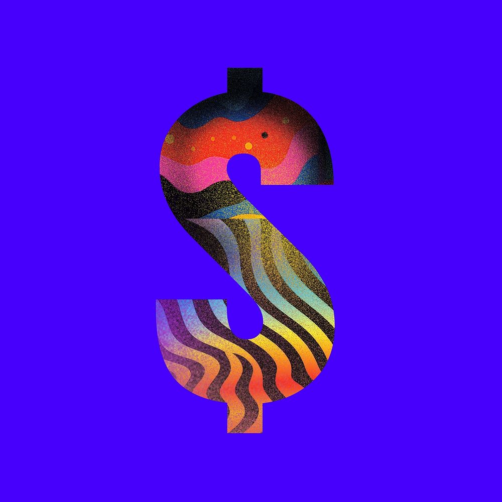 Dollar sign, funky abstract bold illustration