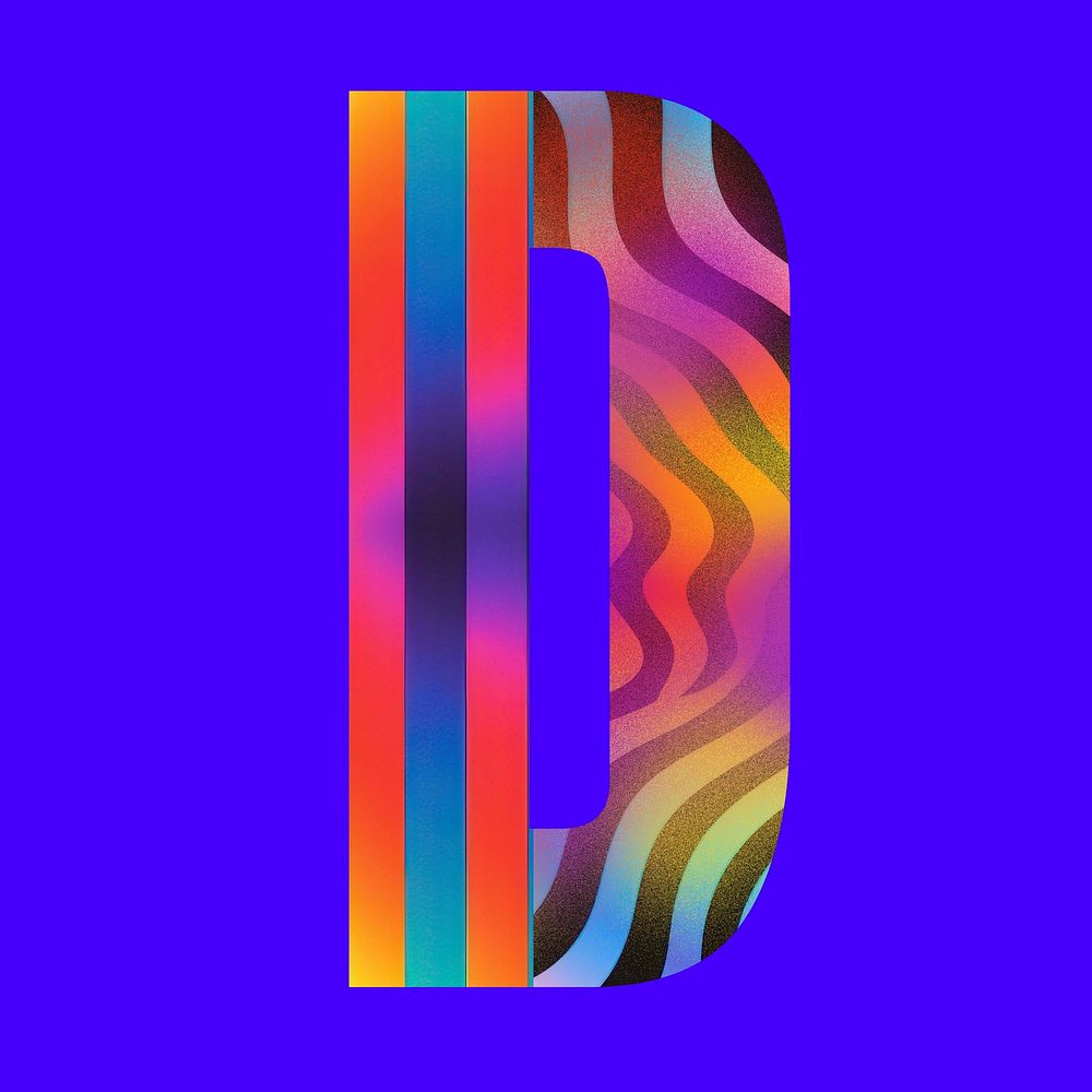 Letter D funky abstract bold font illustration