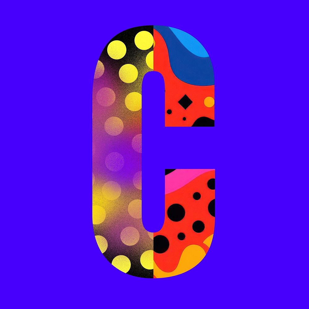Letter C funky abstract bold font illustration