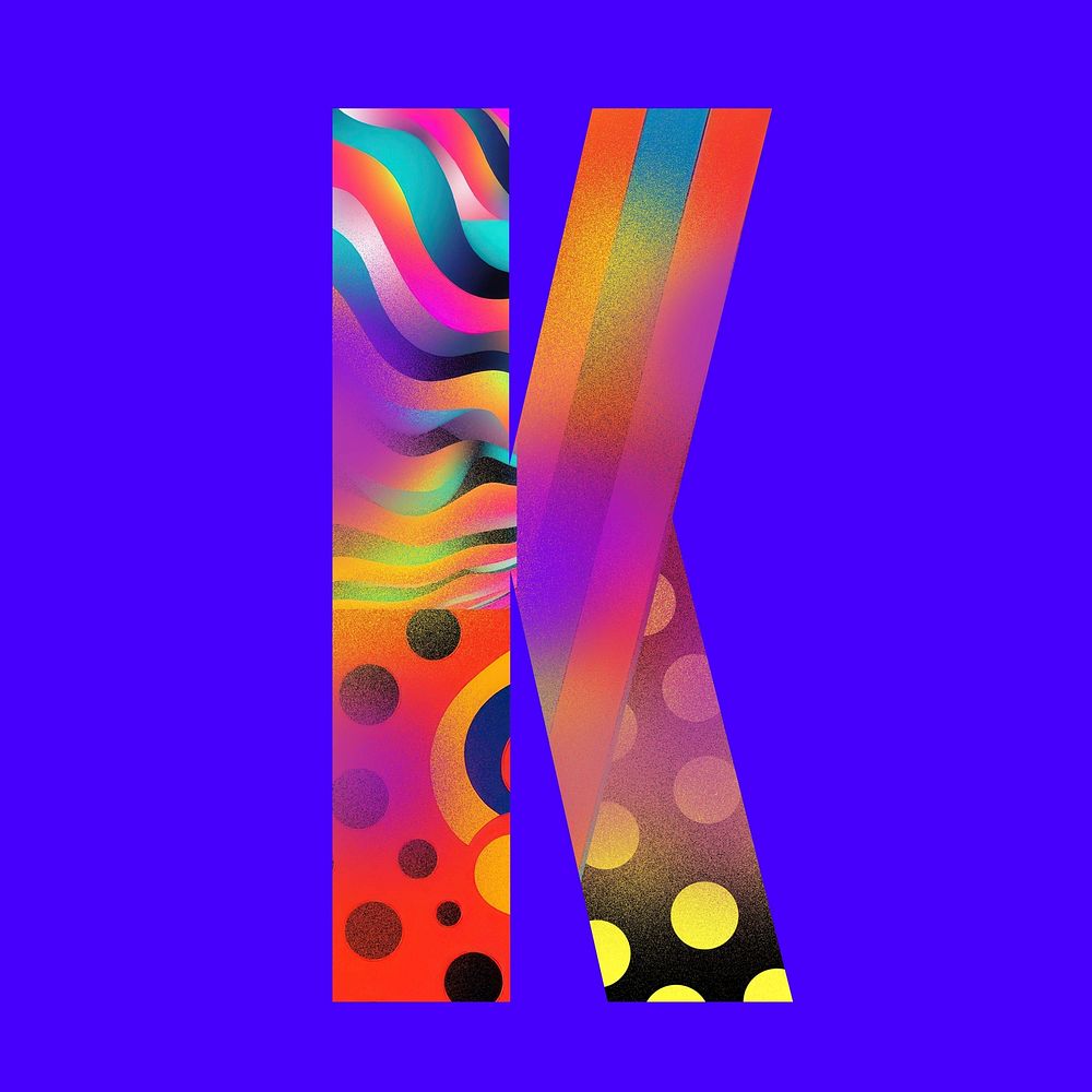 Letter K funky abstract bold font illustration