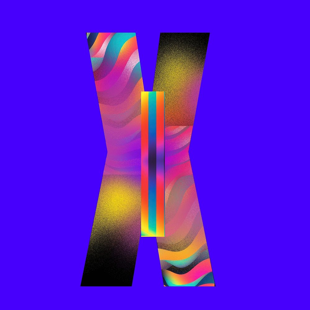 Letter X funky abstract bold font illustration