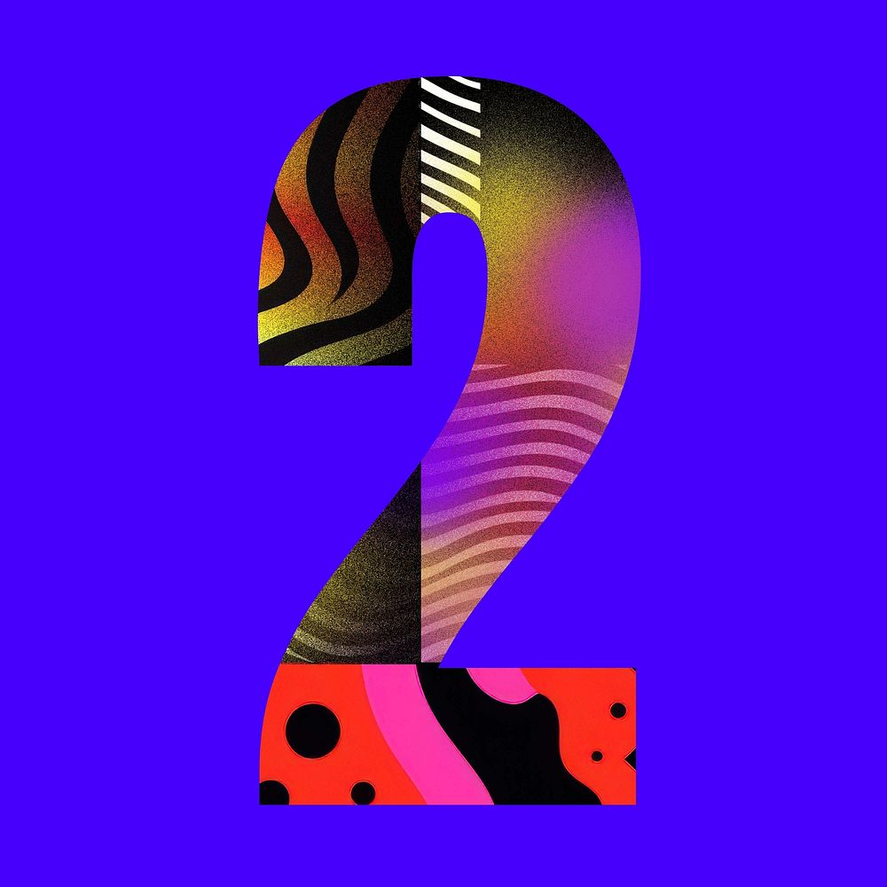 Number 2 funky abstract bold font illustration