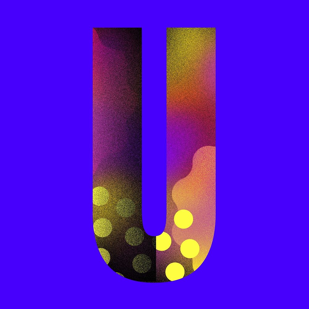 Letter U funky abstract bold font illustration