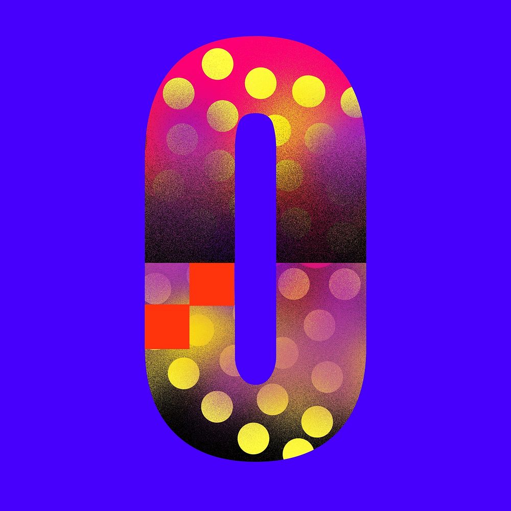 Number 0 funky abstract bold font illustration