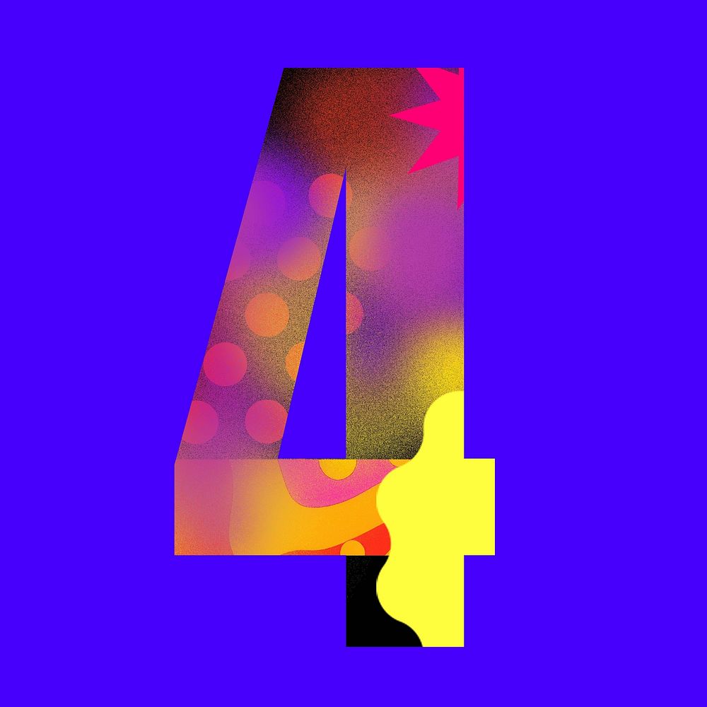Number 4 funky abstract bold font illustration