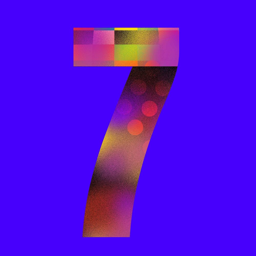 Number 7 funky abstract bold font illustration