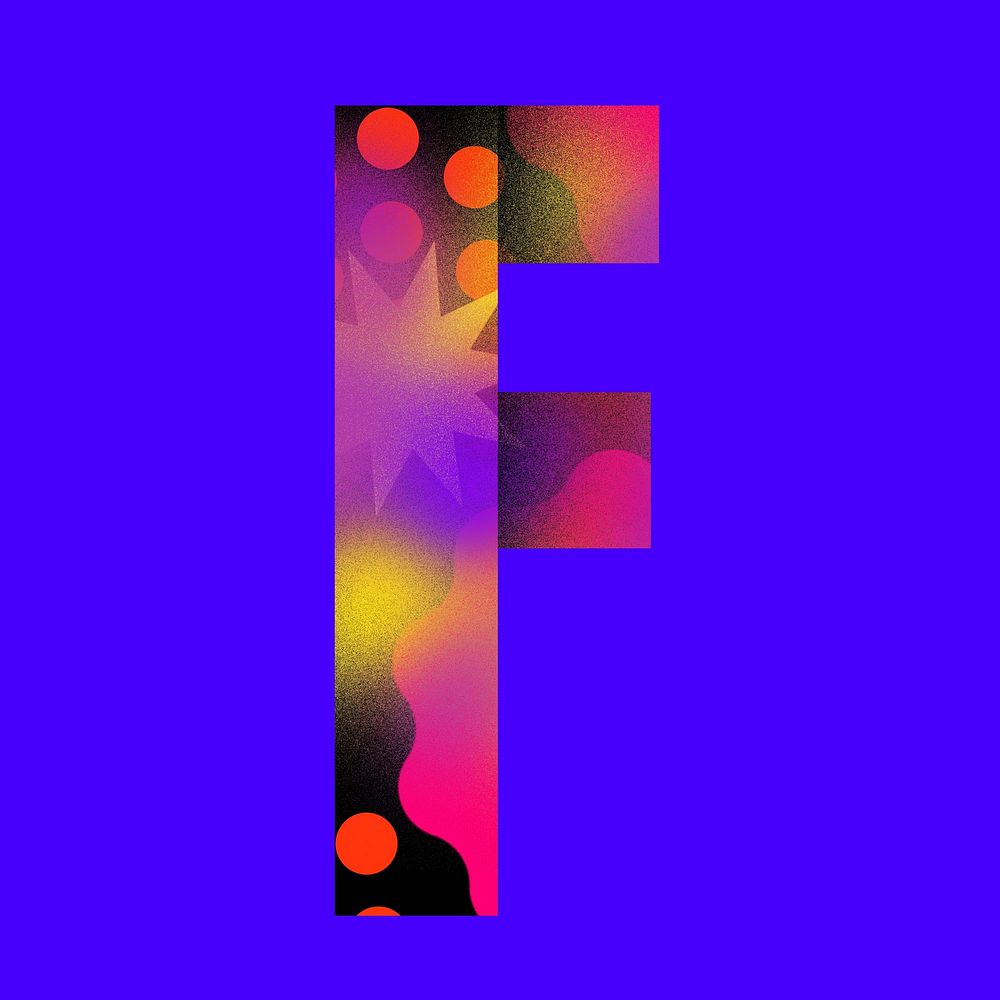 Letter F funky abstract bold font illustration