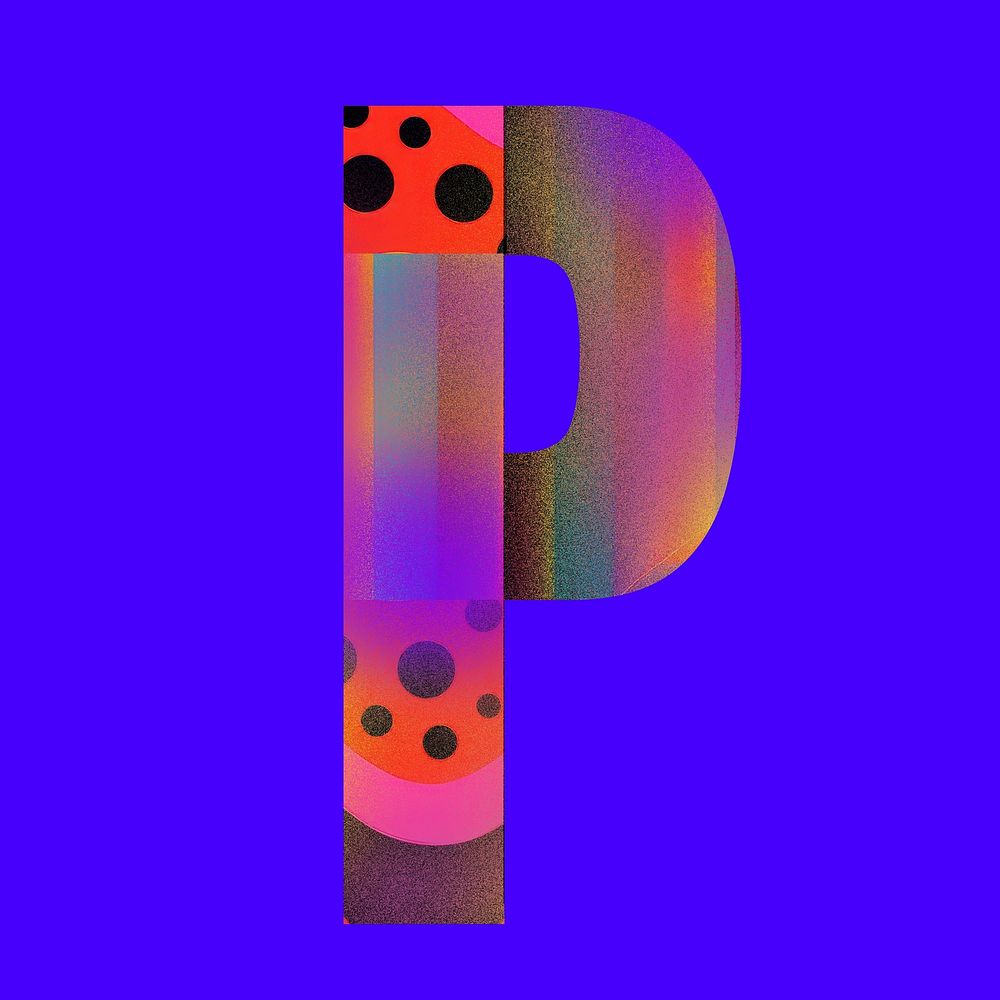 Letter P funky abstract bold font illustration
