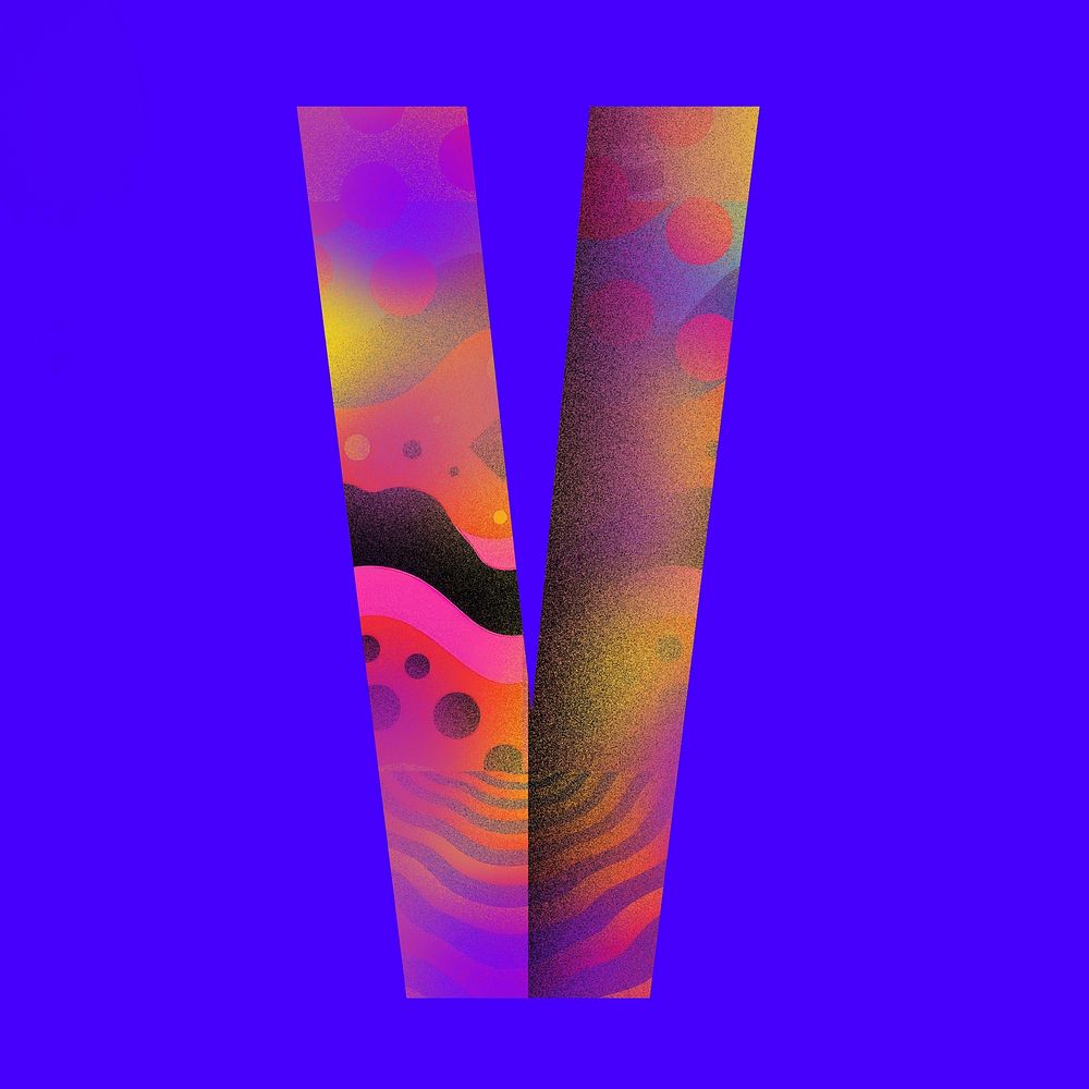 Letter V funky abstract bold font illustration