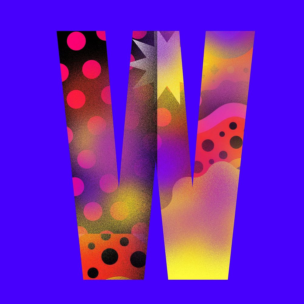 Letter W funky abstract bold font illustration