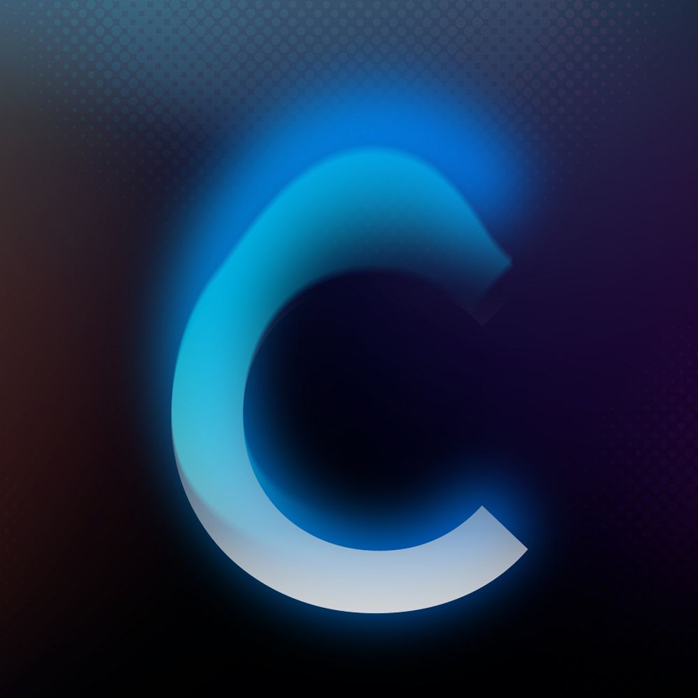 Letter C in offset color font illustration
