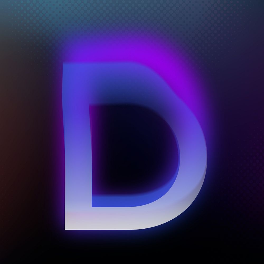 Letter D in offset color font illustration