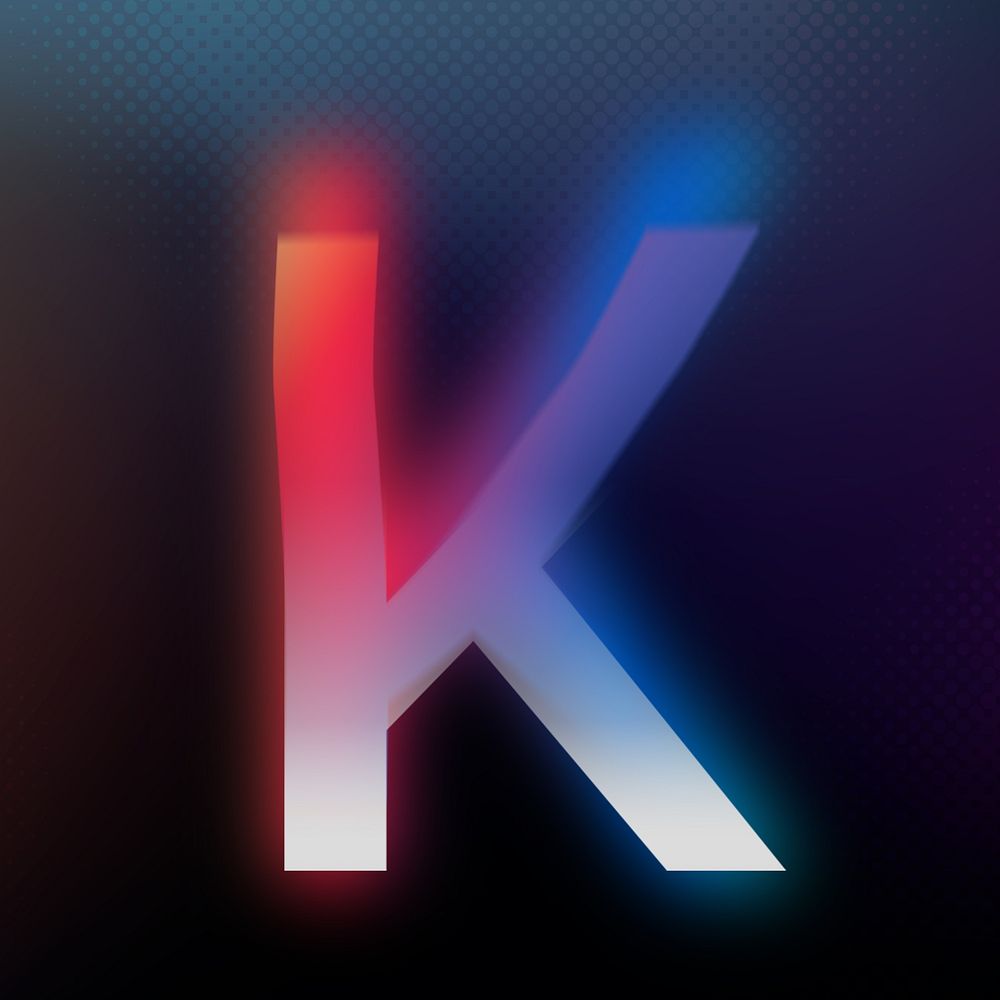 Letter K in offset color font illustration