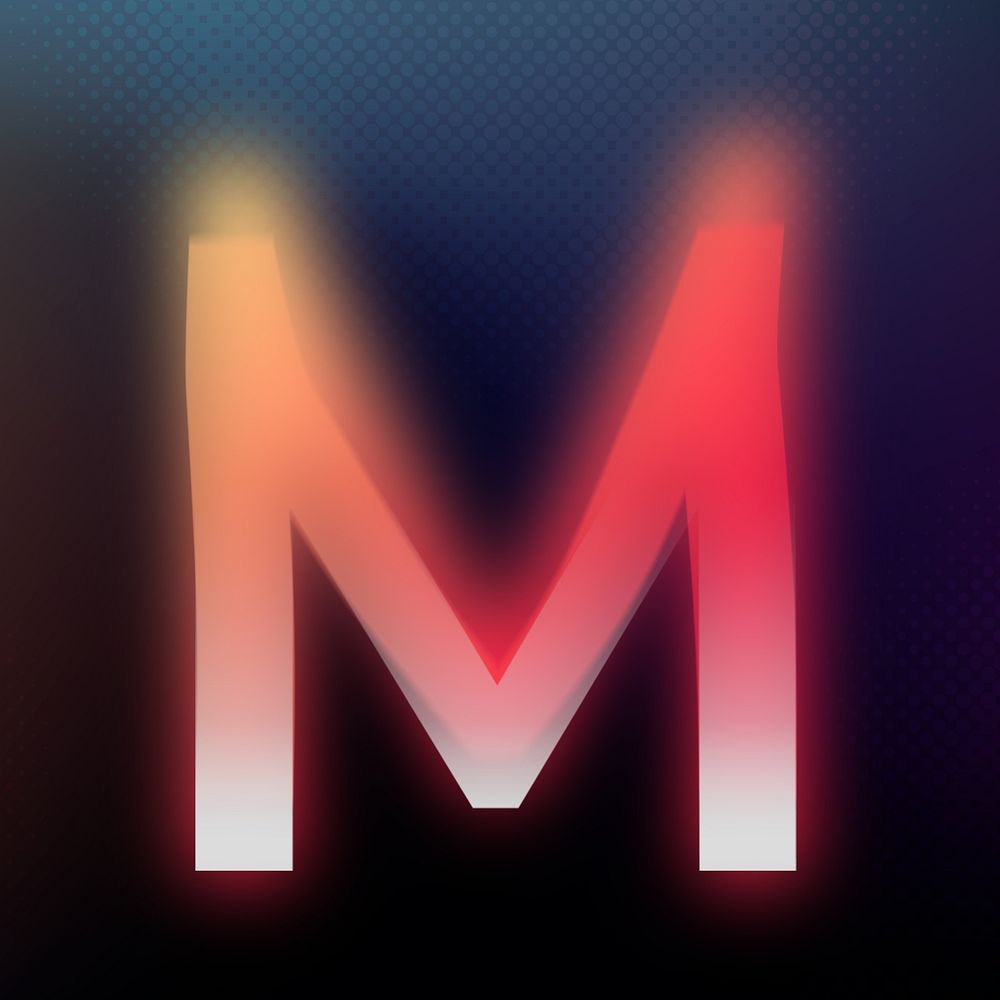 Letter M in offset color font illustration