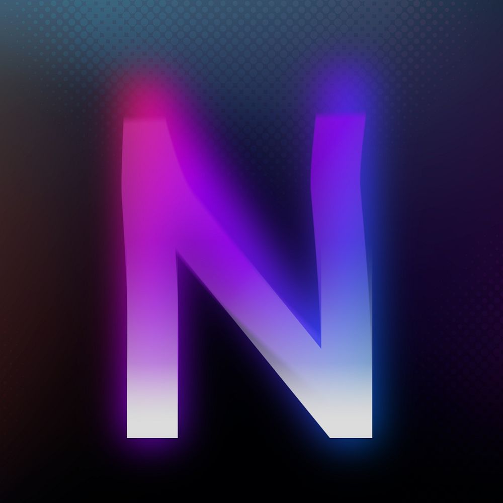 Letter N in offset color font illustration