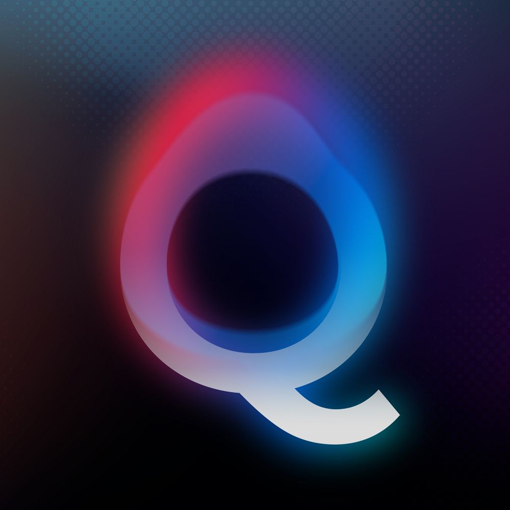 Letter Q in offset color font illustration
