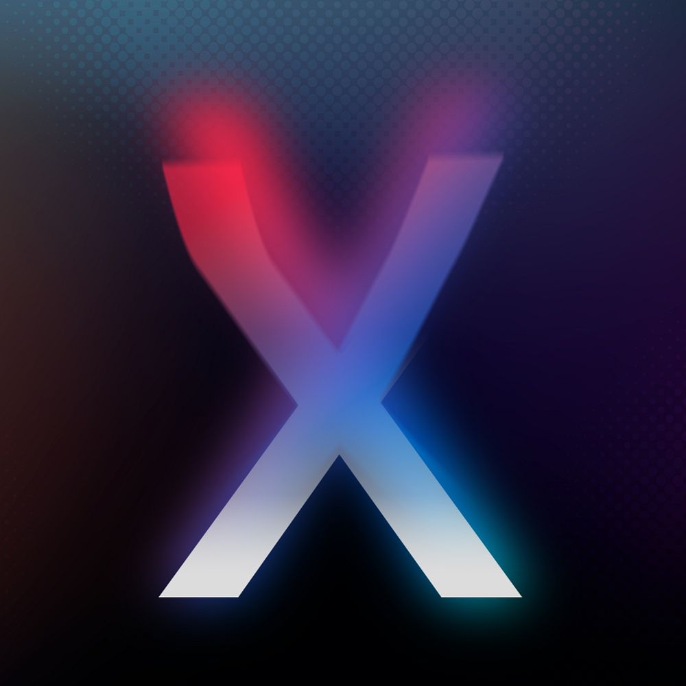 Letter X in offset color font illustration