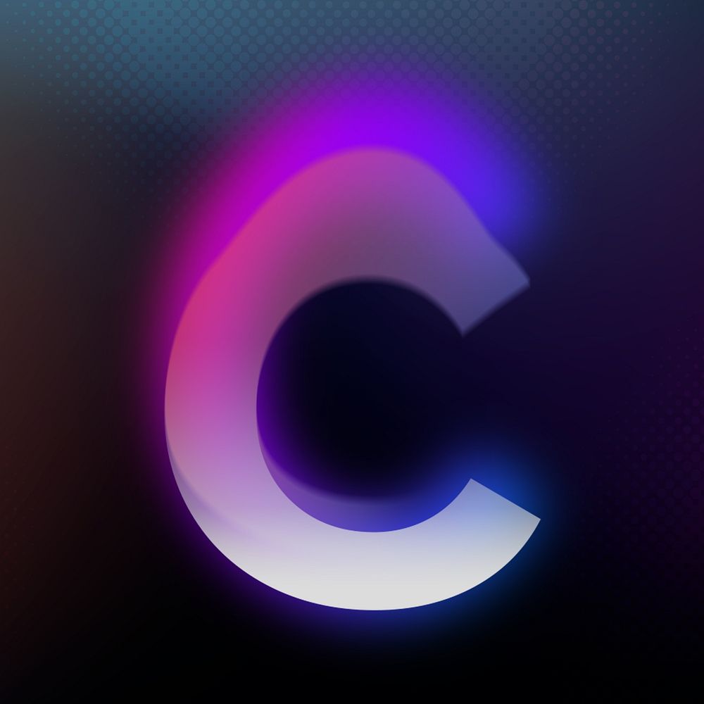 Letter c in offset color font illustration