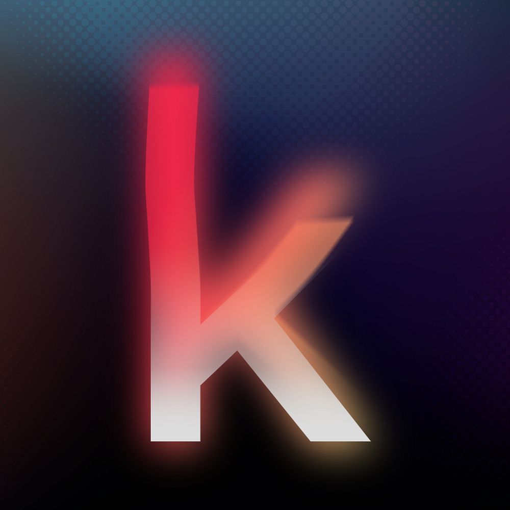 Letter k in offset color font illustration