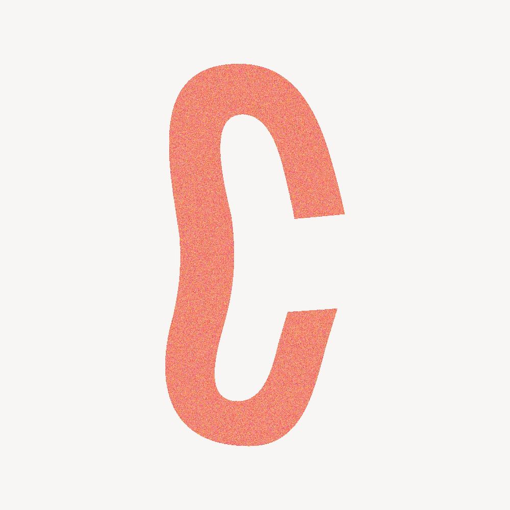 Letter c in orange distort font illustration
