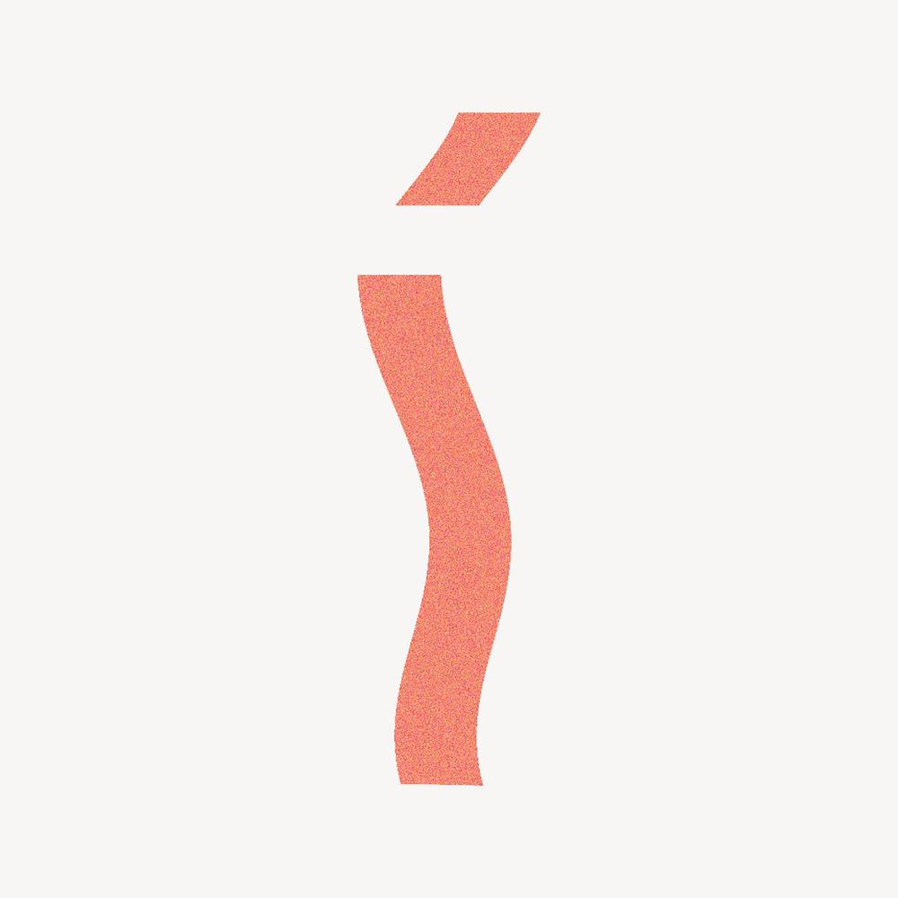 Letter i in orange distort font illustration
