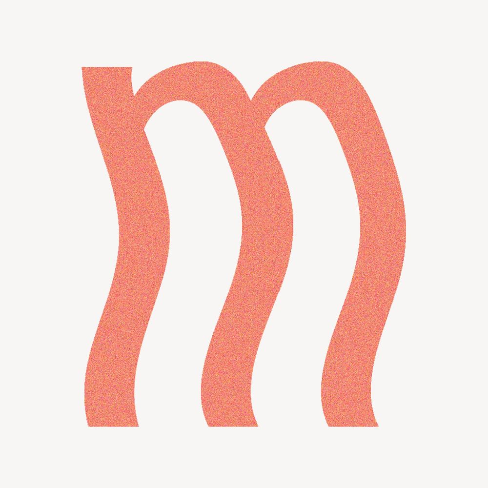 Letter m in orange distort font illustration