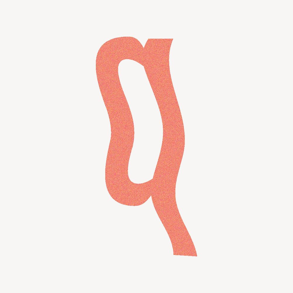 Letter q in orange distort font illustration