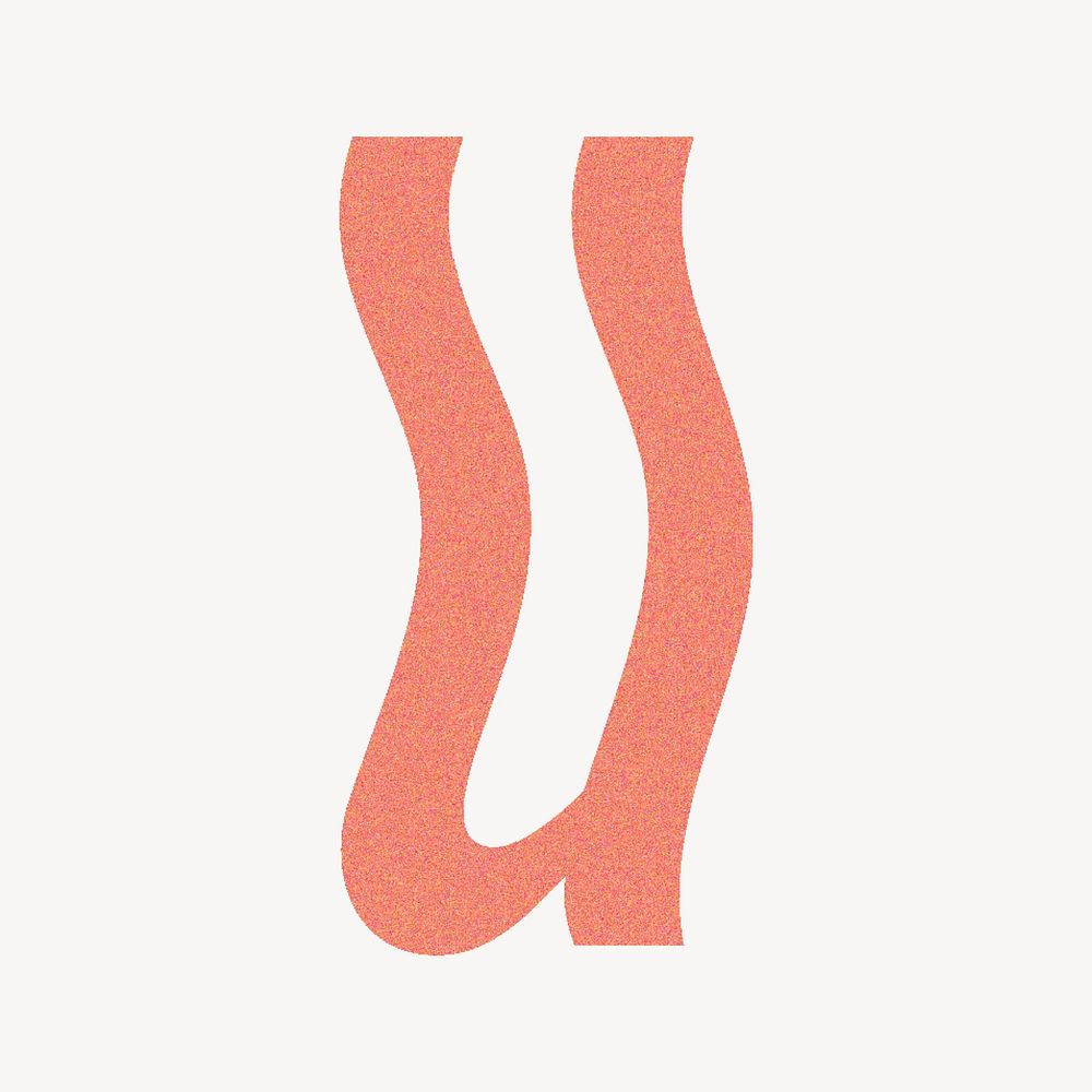 Letter u in orange distort font illustration
