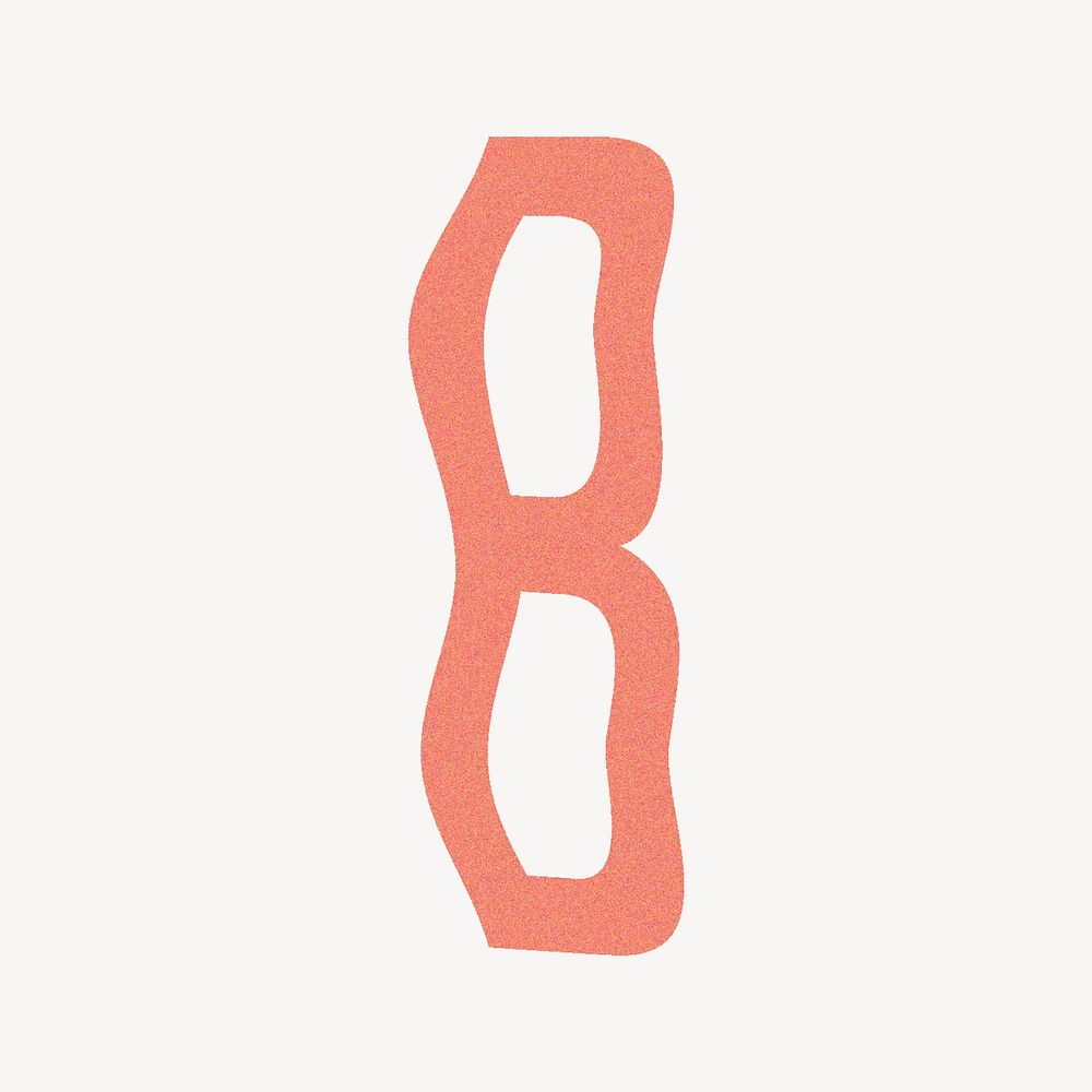 Letter B in orange distort font illustration