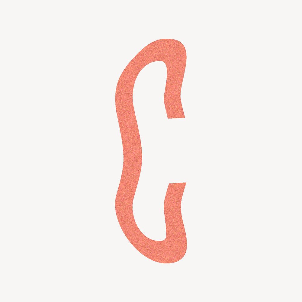 Letter C in orange distort font illustration