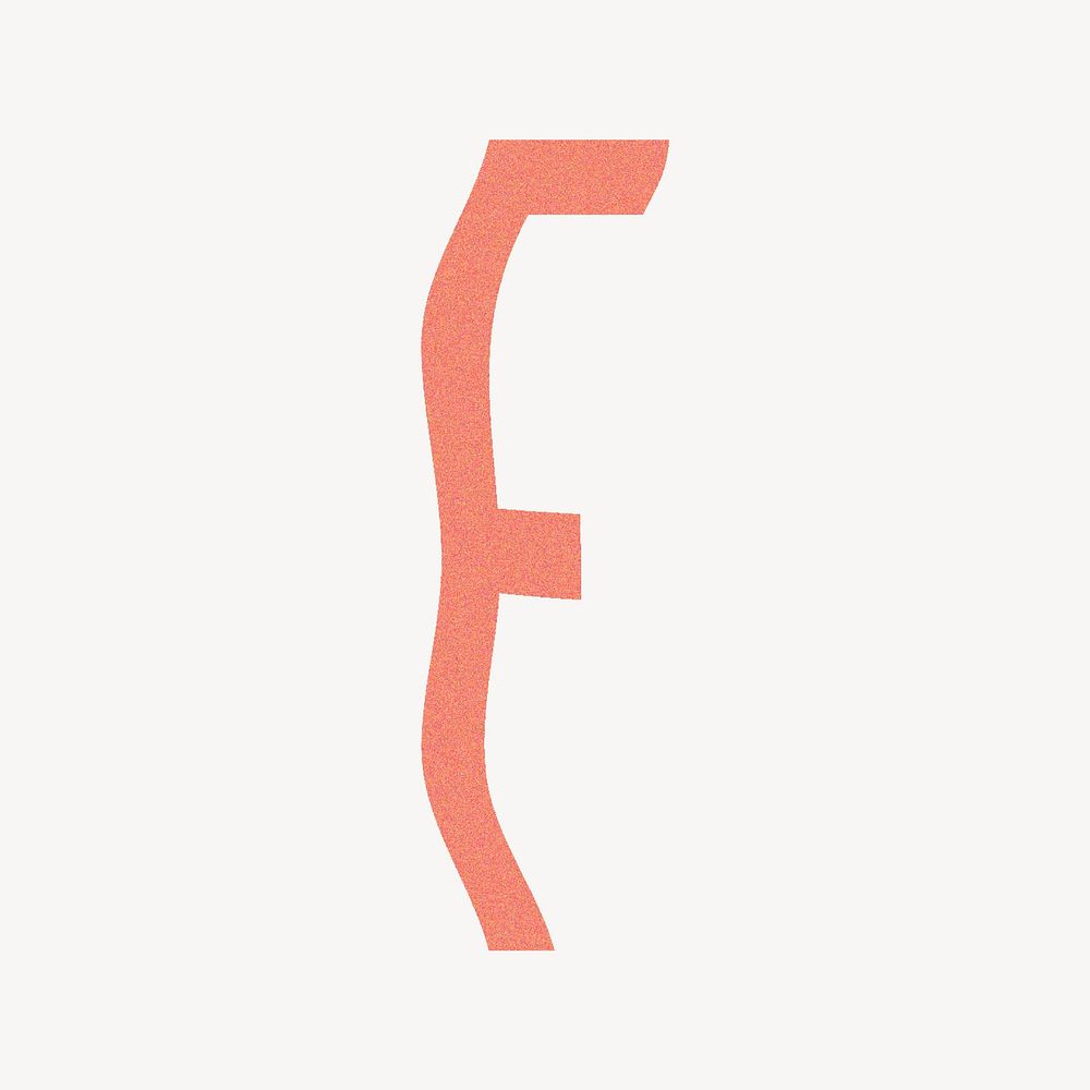 Letter F in orange distort font illustration