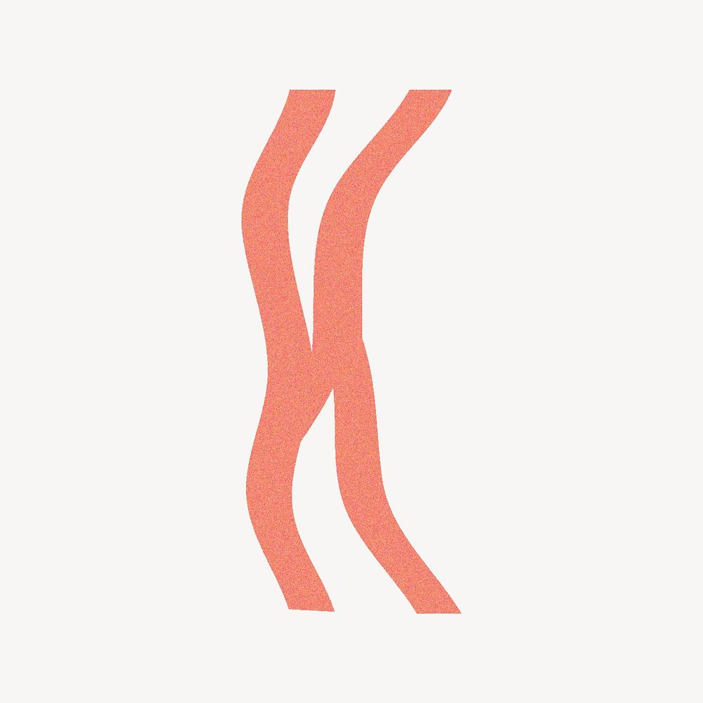 Letter K in orange distort font illustration