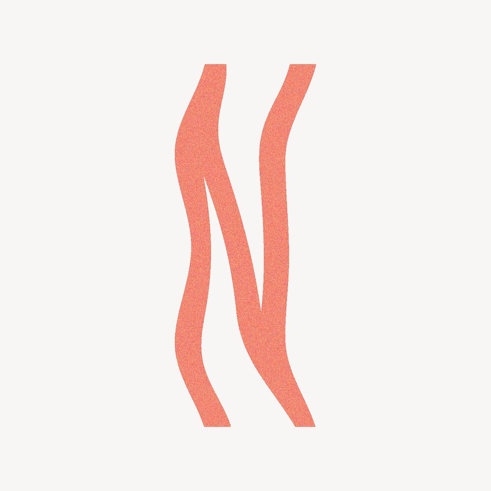 Letter N in orange distort font illustration