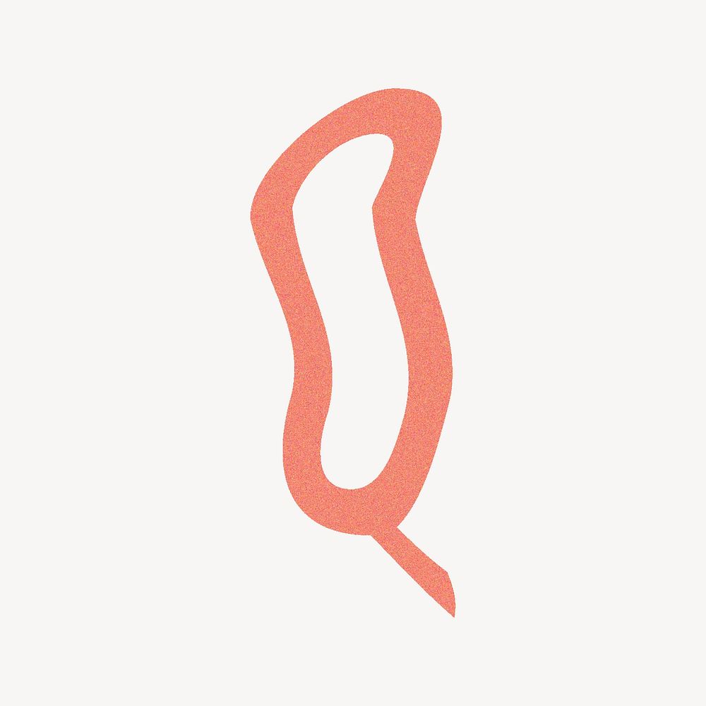 Letter Q in orange distort font illustration