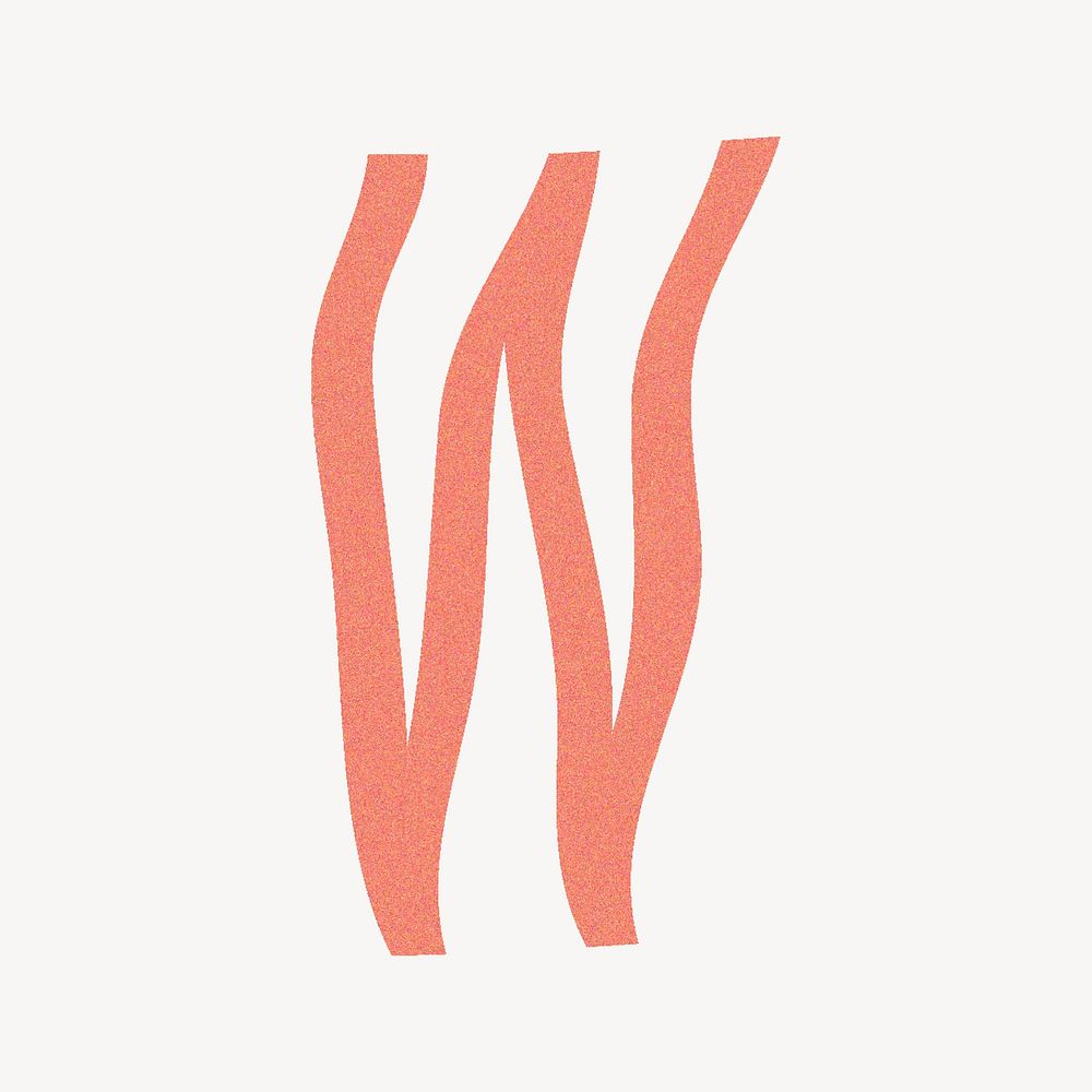 Letter W in orange distort font illustration