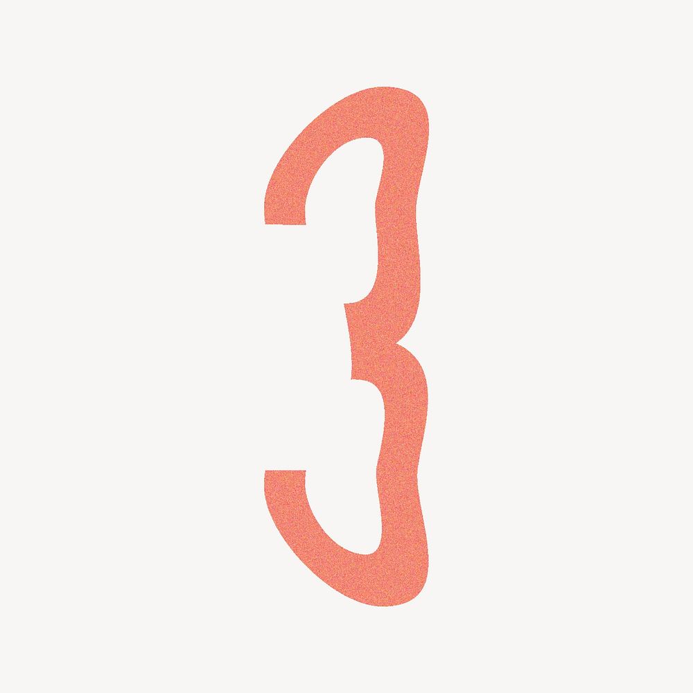 Number 3 in orange distort font illustration