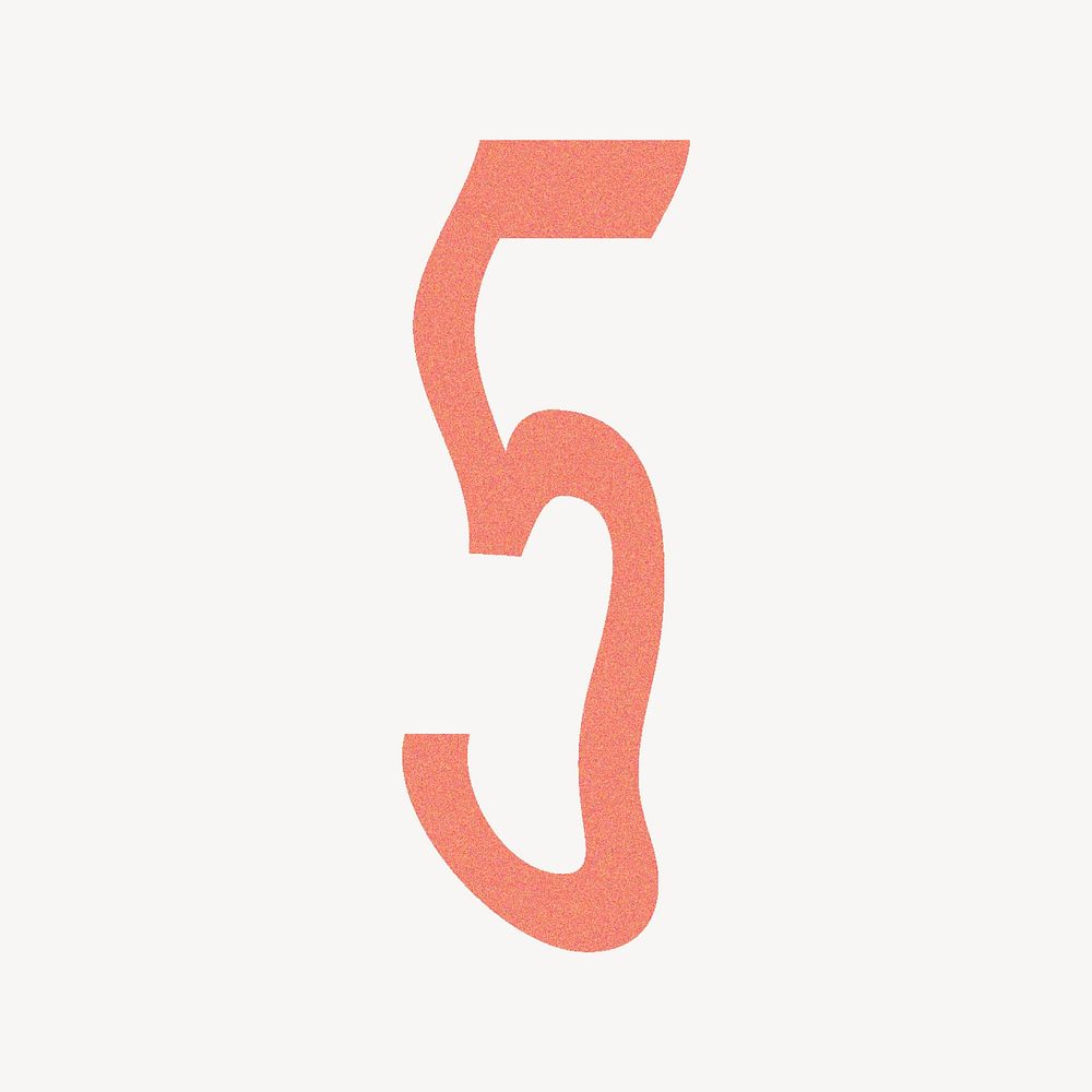 Number 5 in orange distort font illustration