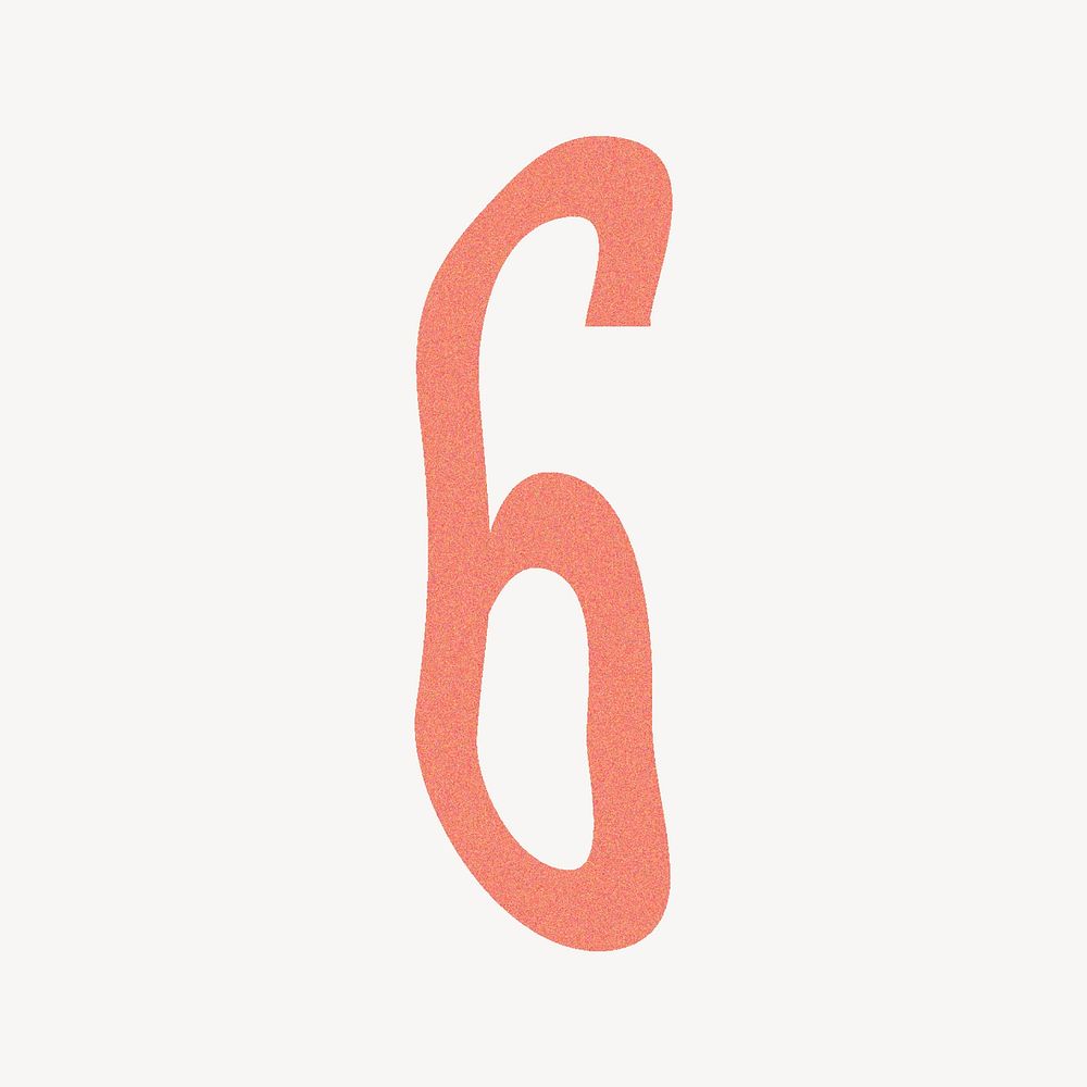 Number 6 in orange distort font illustration