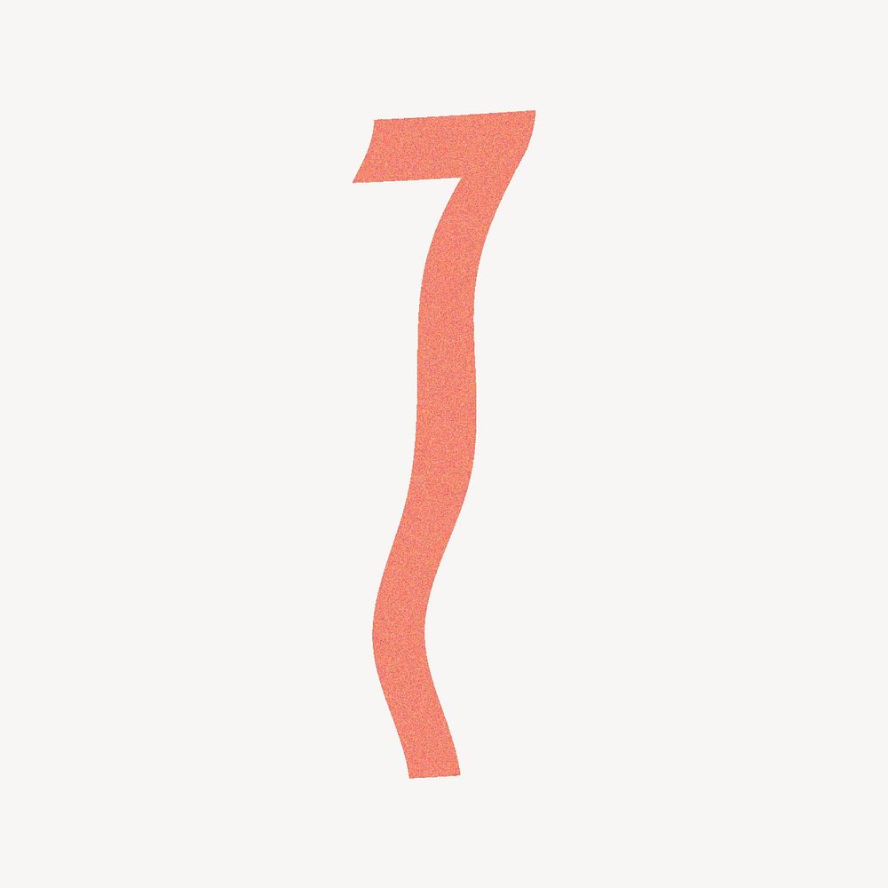 Number 7 in orange distort font illustration