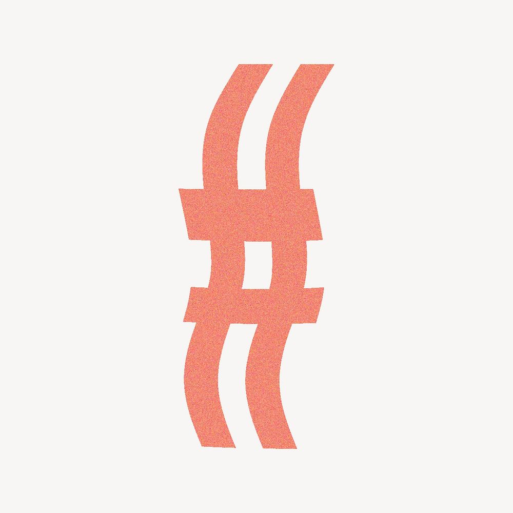 Hashtag in orange distort sign illustration