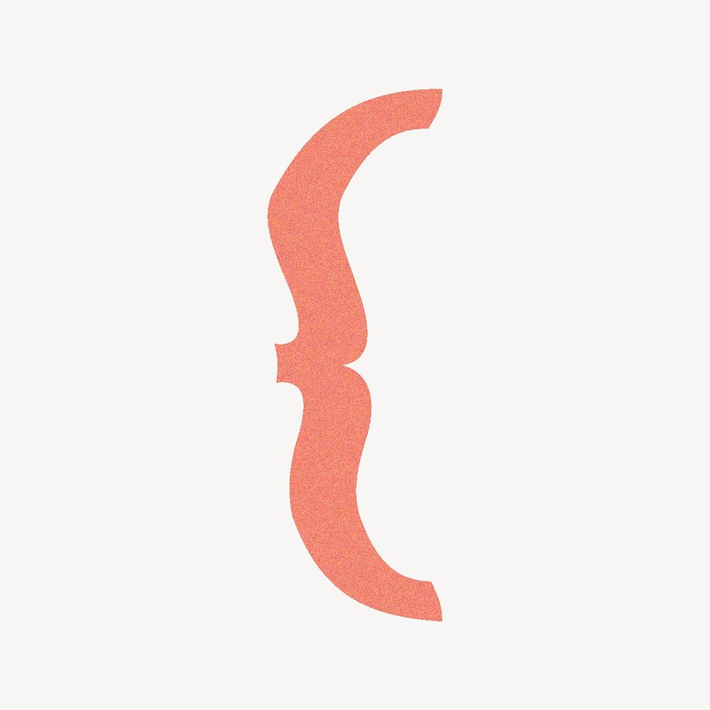 Curly bracket in orange distort sign illustration