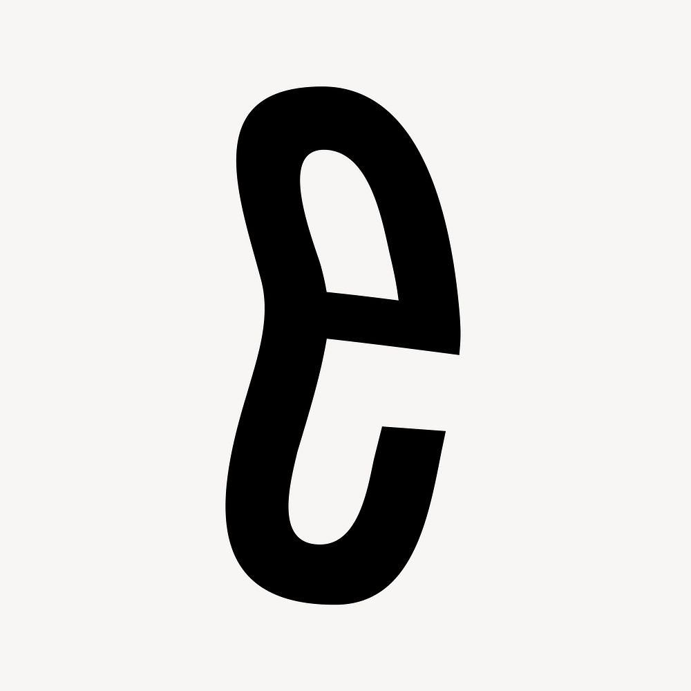 Letter e in black distort font illustration